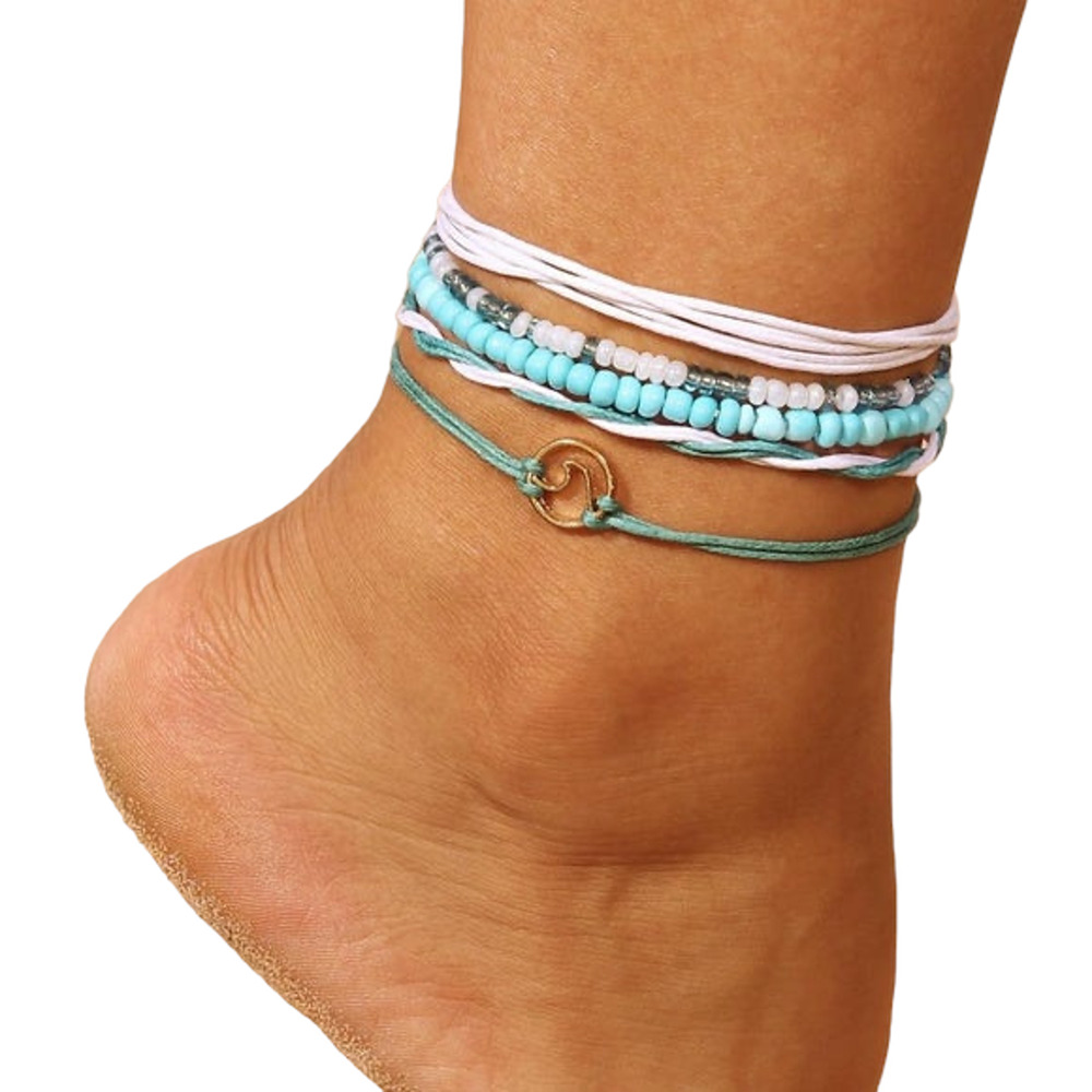 Bohemian Beads 5 Pc Anklets Set